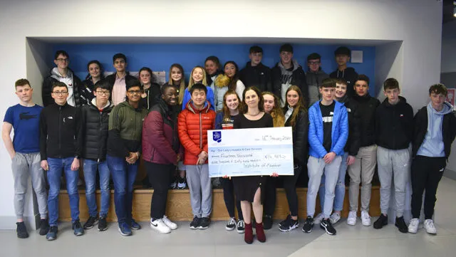 4th Years Presenting Cheque to Our Lady’s Hospice