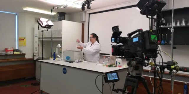 Laboratory lesson being recorded
