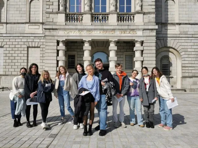 Students outside the National Gallery of Ireland