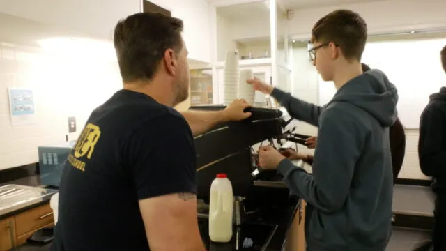 4th year students learning to barista