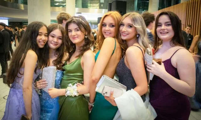 A group of women, taking a ball photo