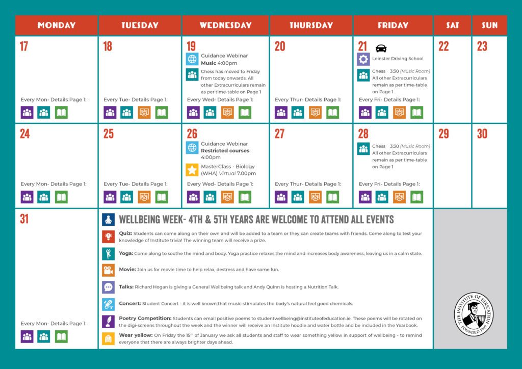 4th&5th January calendar 2022 2
