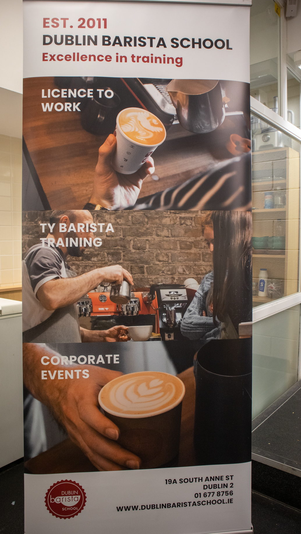 Photo of a Dublin Barista School Pull up Banner