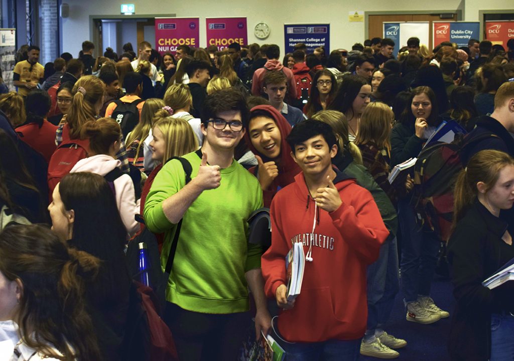Annual Careers fair, students giving a thumbs up to camera