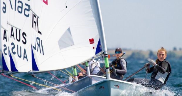 Eve McMahon Sailing in front of others