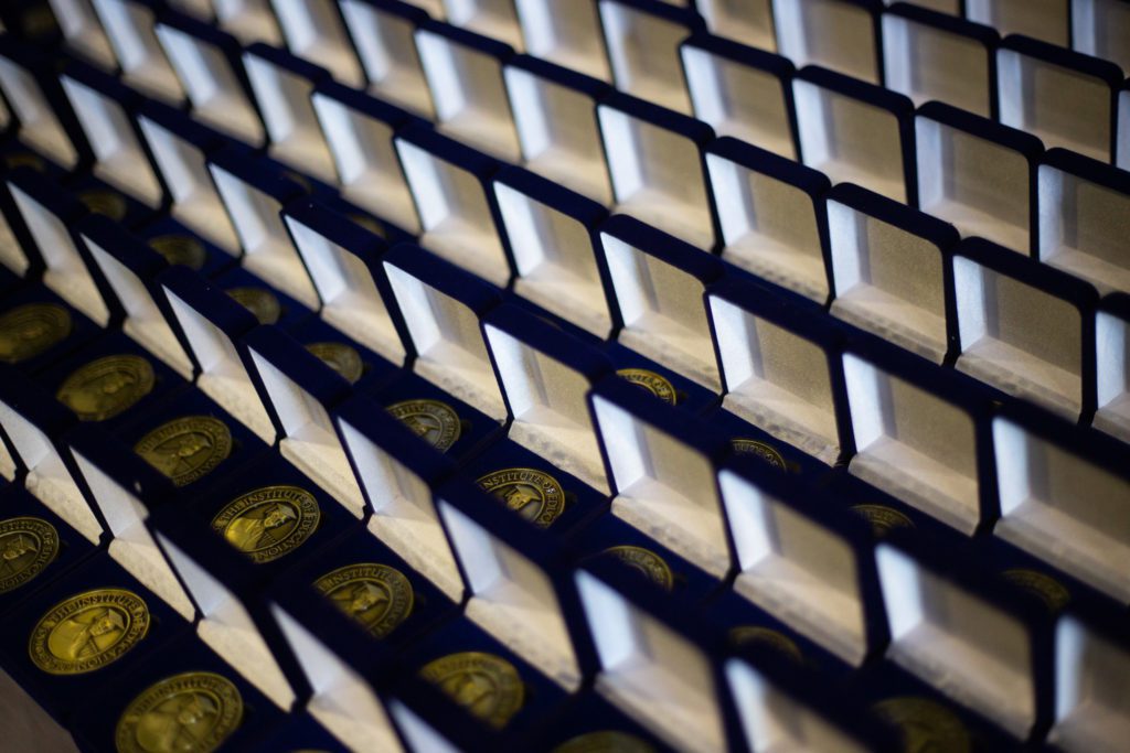 photo of a large amount of medals, all in their own velvet boxes