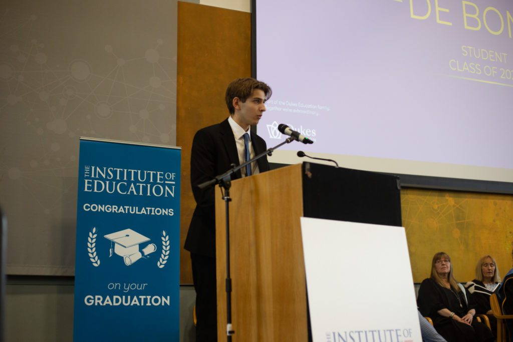 Man giving speech at podium