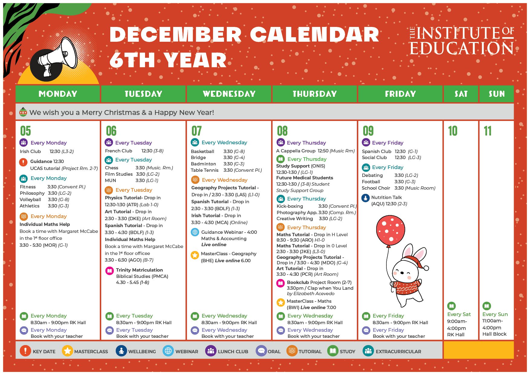 December calendar for 6th years