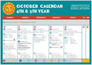 October monthly calendar 4th and 5th Year Part 1