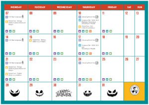 October monthly calendar 4th and 5th Year Part 2
