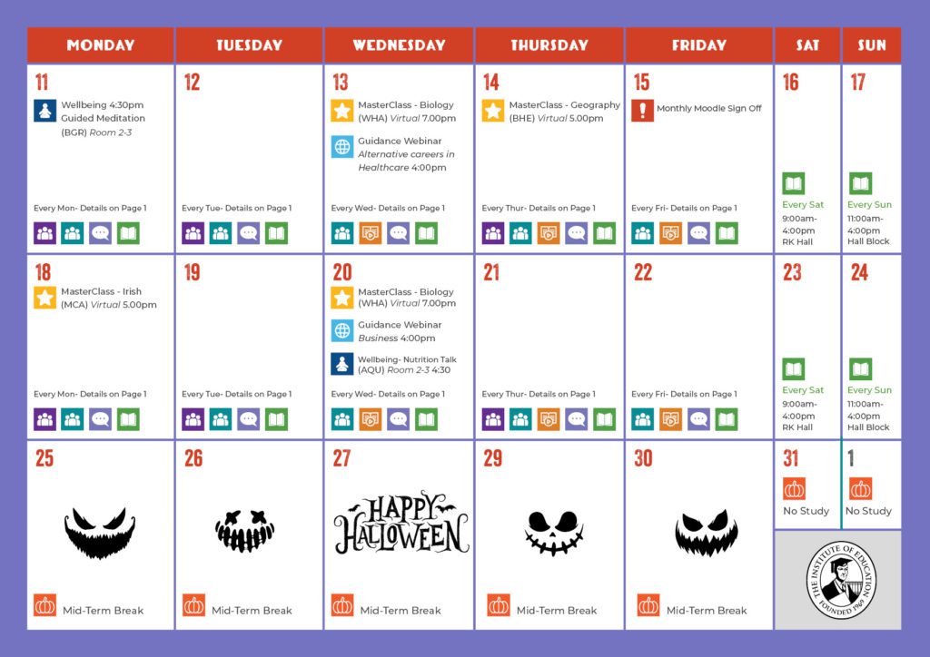October calendar 6th year part 2