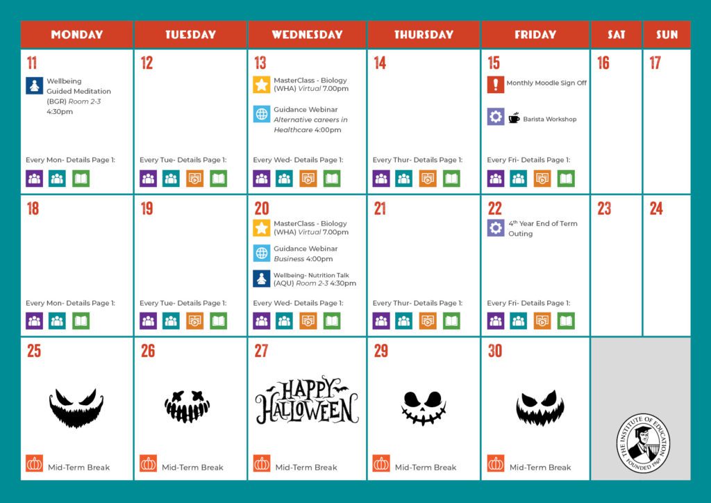 October calendar 4th and 5th year part 2