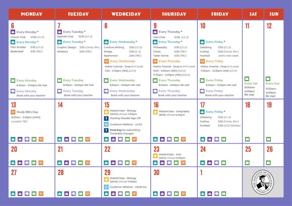 6th Year Monthly Calendar Pg.2 - September 2021