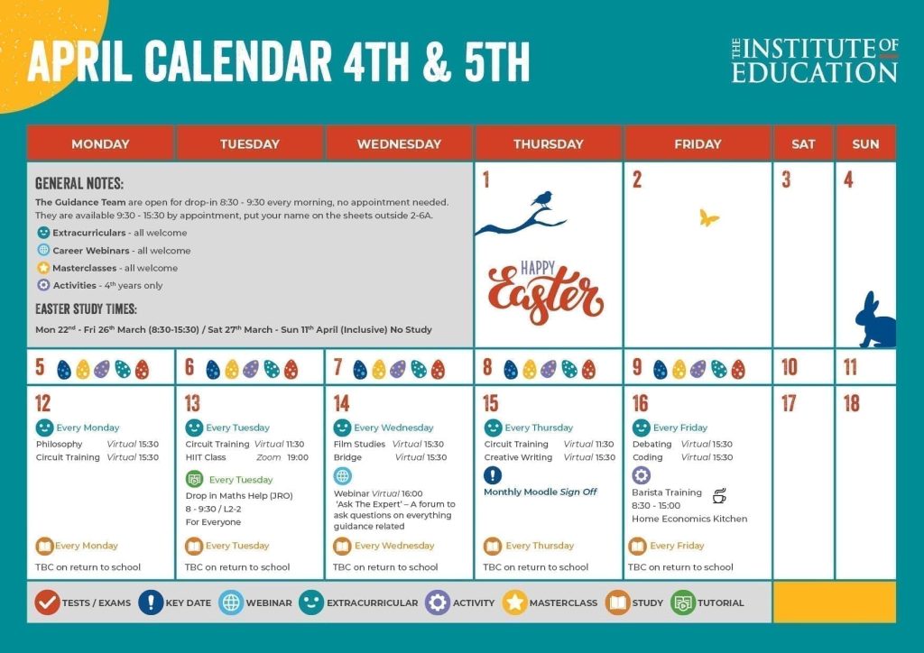 April calendar 4th and 5th year part 1
