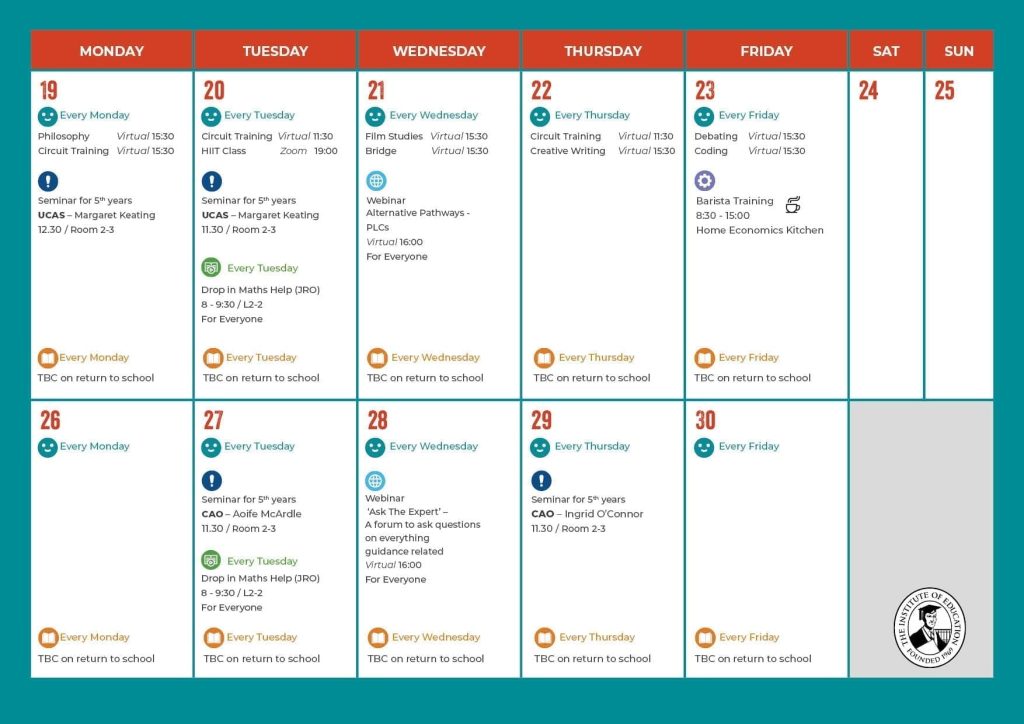 April calendar 4th and 5th year part 2