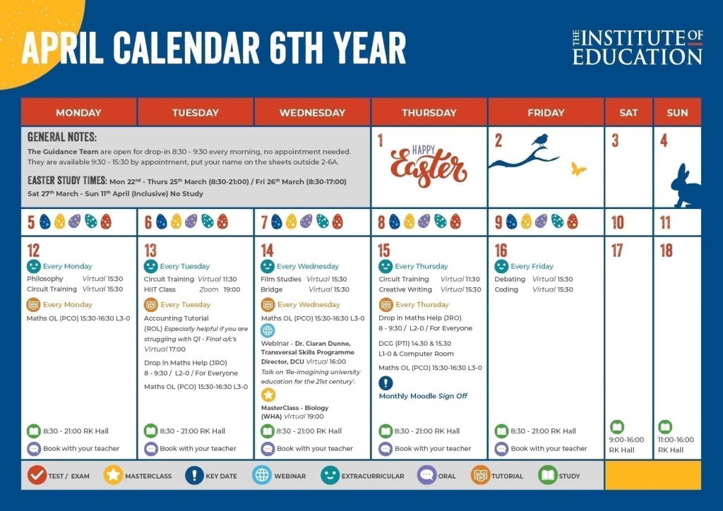 April calendar 6th year part 1