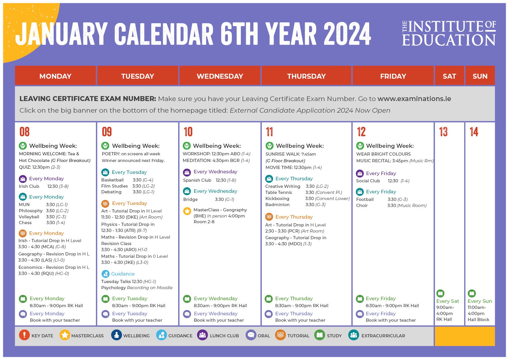 January calendar 6th year part 1