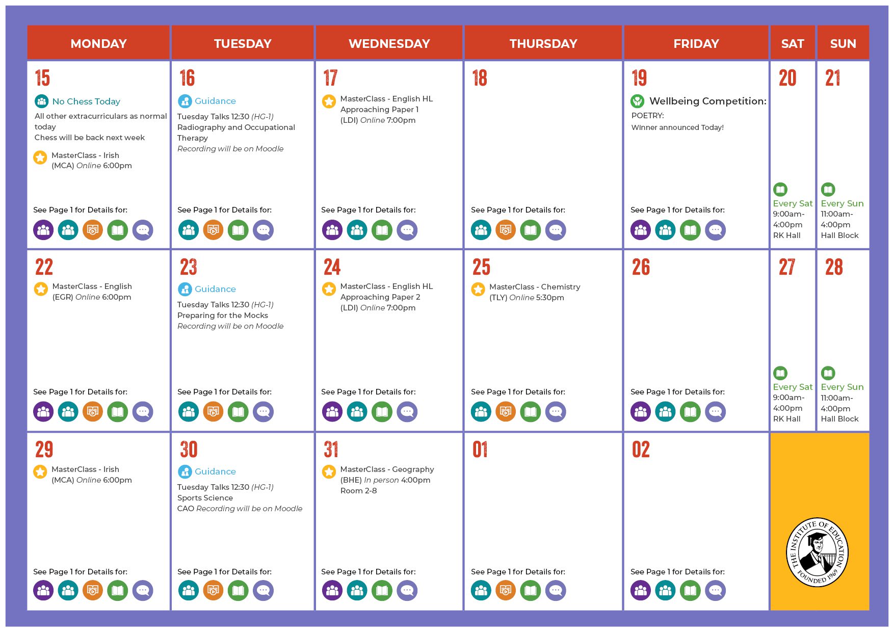 January calendar 6th year part 2