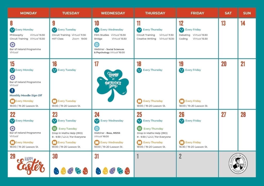 March calendar 4th and 5th year part 2