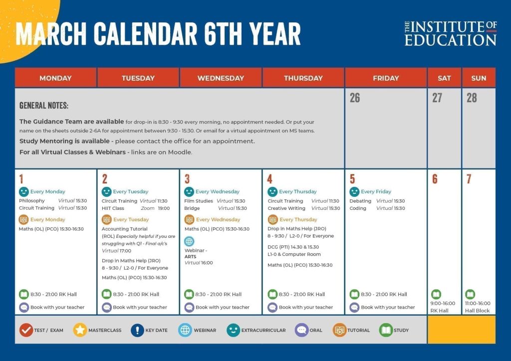 March calendar 6th year part 1