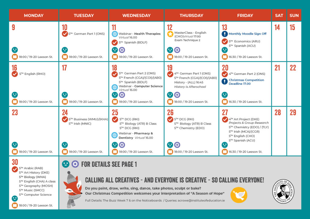 November newsletter 4th and 5th year part 2