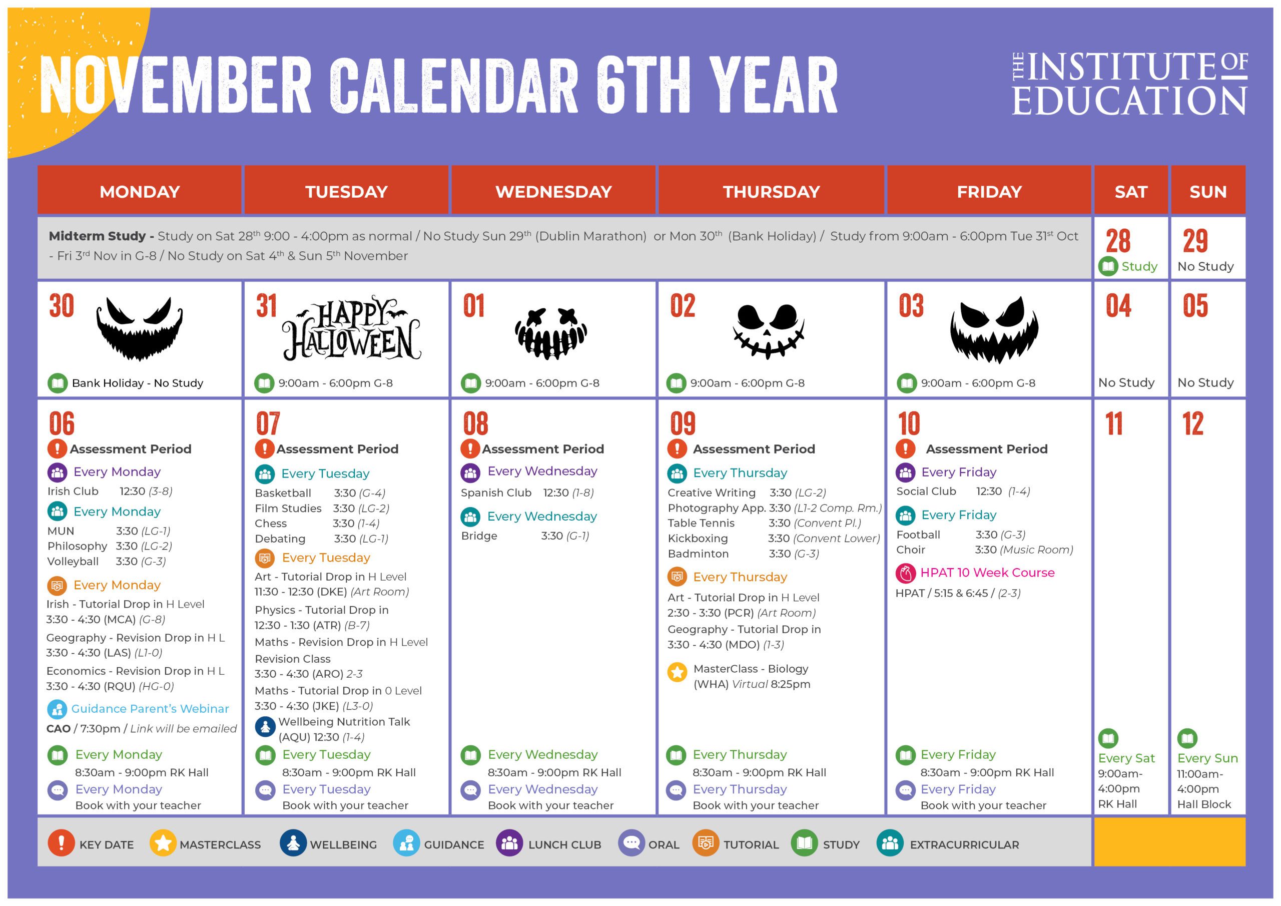 November calendar 6th year part 1