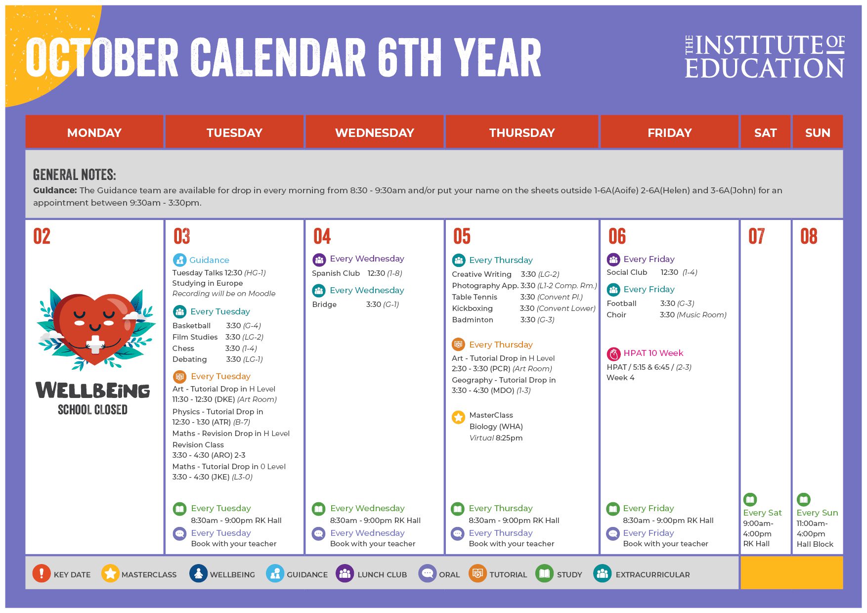 October Calendar 6th year part 1