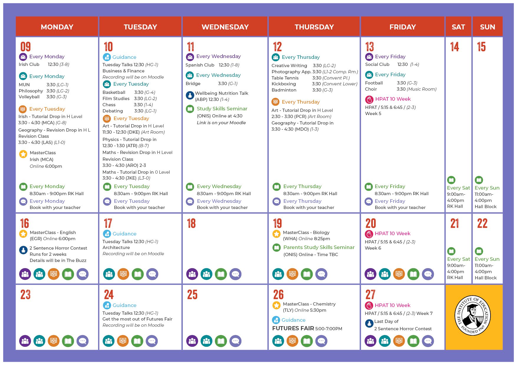  October Calendar 6th year part 2
