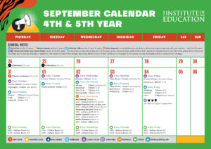 Monthly Calendar September 2026 4th & 5th Year Page 1