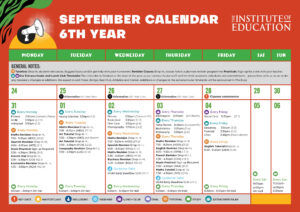Monthly Calendar September 2026 6th Year Page 1