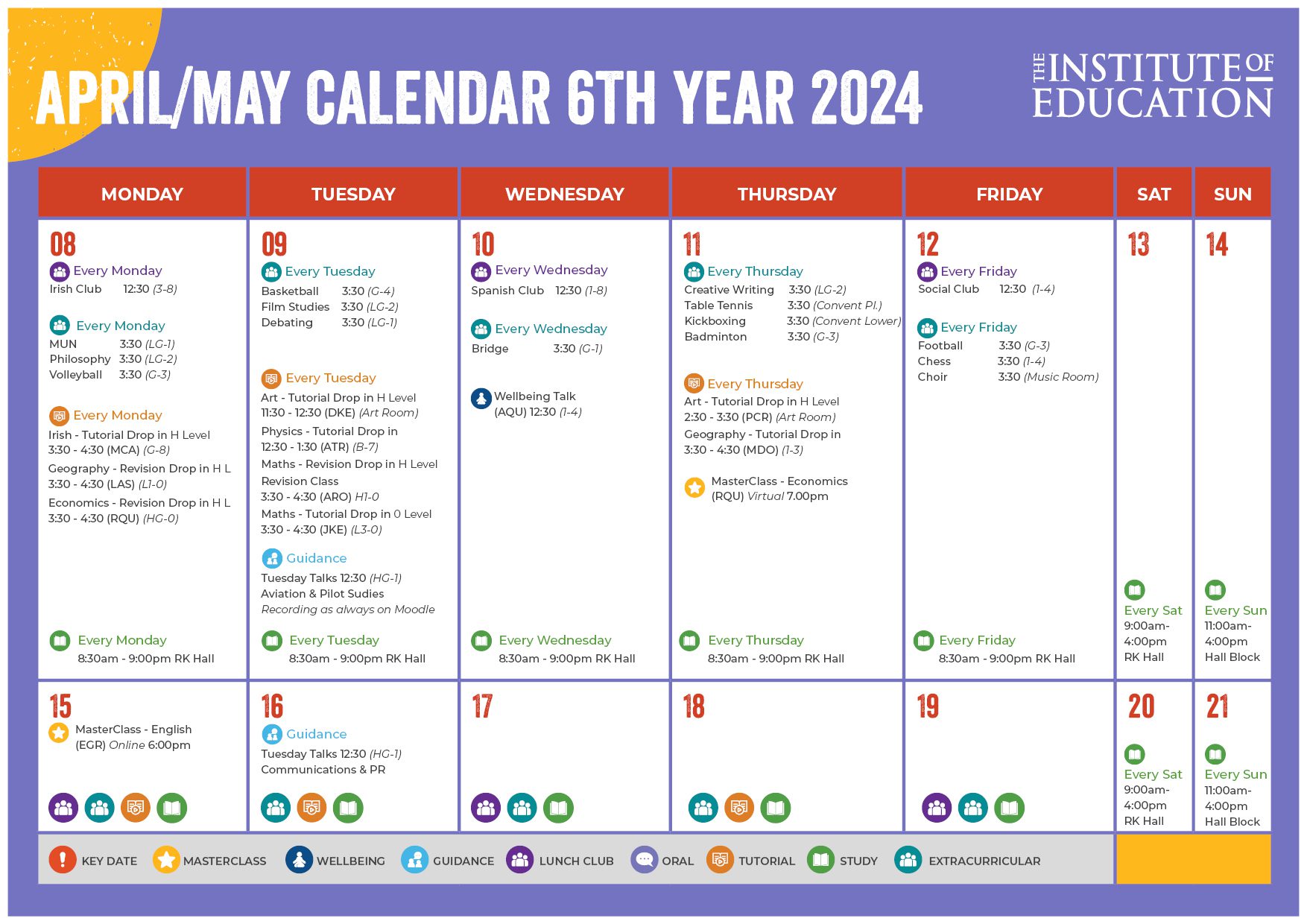 April & May Monthly Calendar