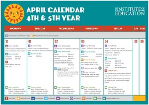 April Monthly Calendar 2025 4th & 5th Year Page 1