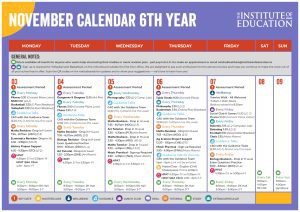 Monthly Calendar November 2025 6th Year Page 1